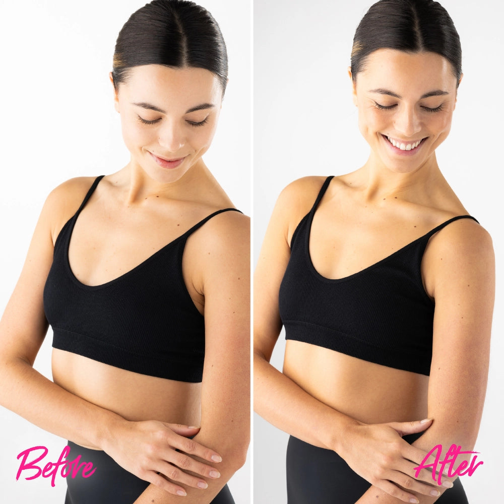 Skinny Tan Body Glow Blush model image- before & after results