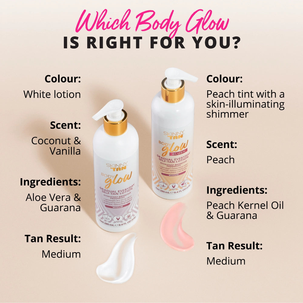 Body Glow original vs. Body Glow Blush- which one is right for you infographic